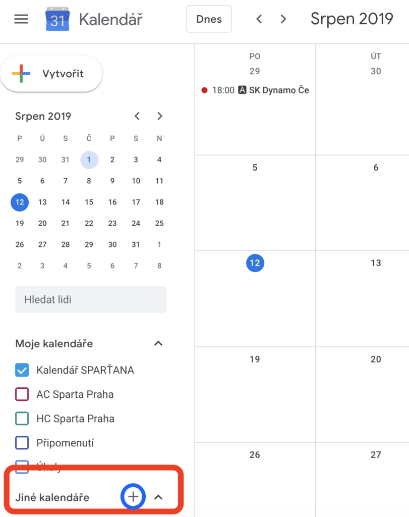 Kalendář google