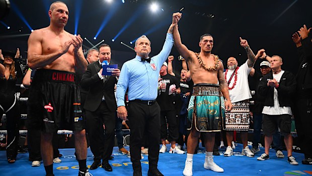 Jai Opetaia is announced the winner.