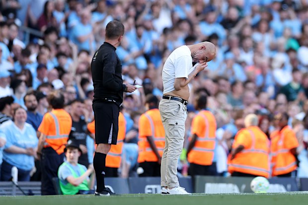 Pep Guardiola sheds a tear.