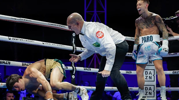 Paro ecstatic after knocking Brock Jarvis to the canvas in 2022.
